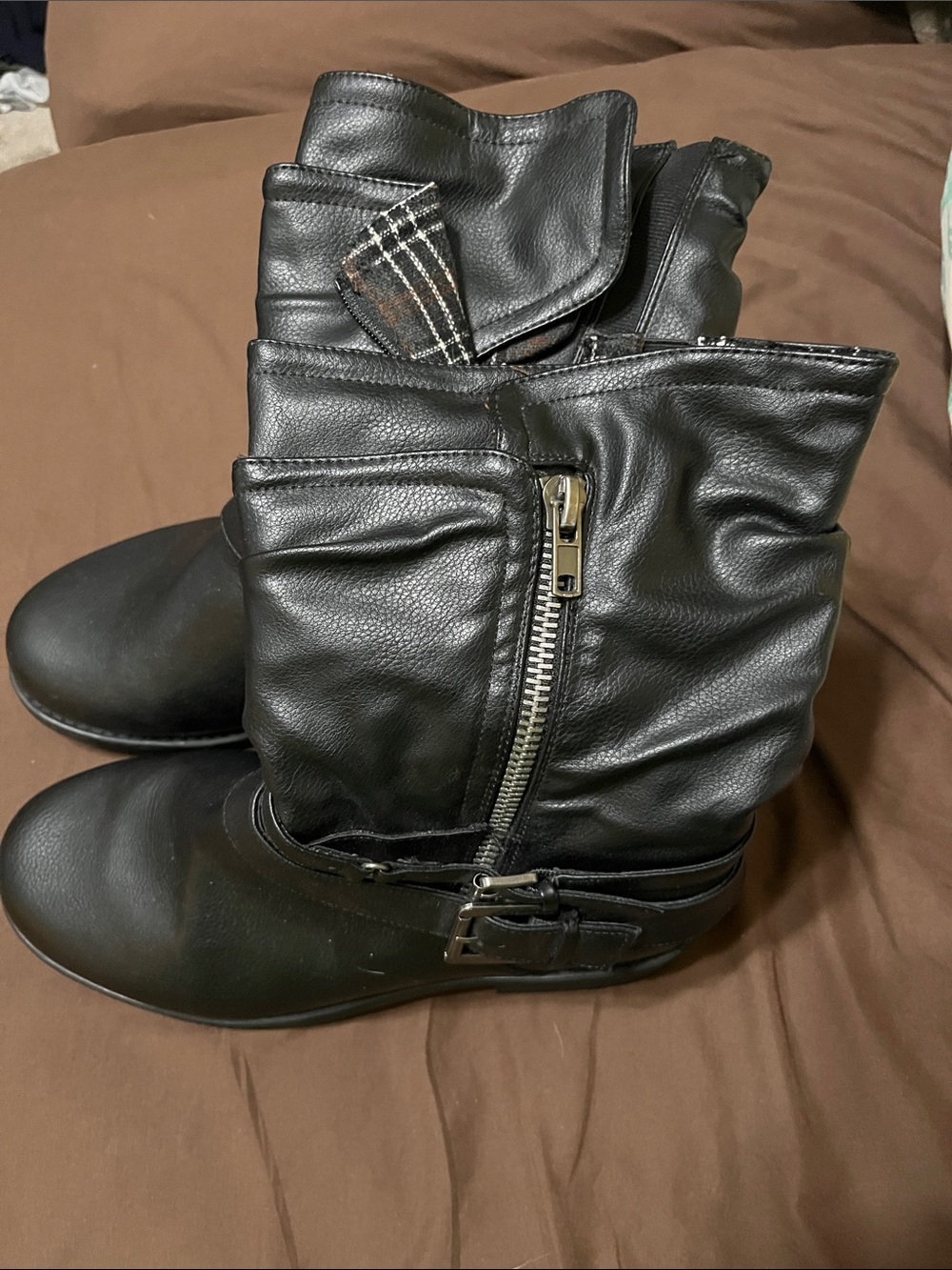 Classic Black Women's Mid-Calf Zip Buckle Boots - Torrid 12WW